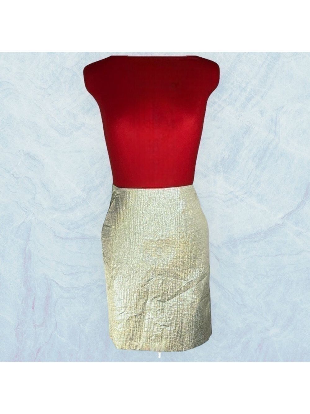Topshop Gold Metallic A-Line Skirt with Side Pockets, Size 10